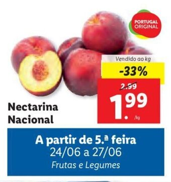Lidl Nectarina Nacional promoção