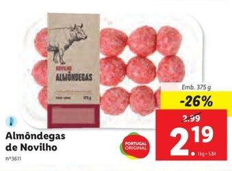 Lidl Almôndegas de Novilho 375g promoção