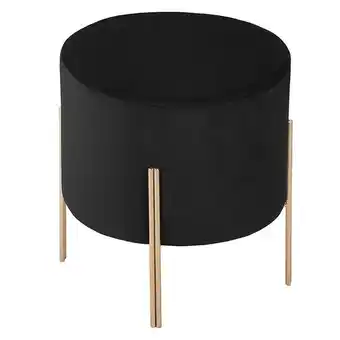 Banqueta blush de veludo preta com pés em metal dourado