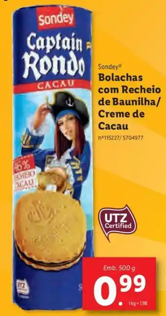 Sondey Bolachas com Recheio de Baunilha/ Creme de Cacau 500g