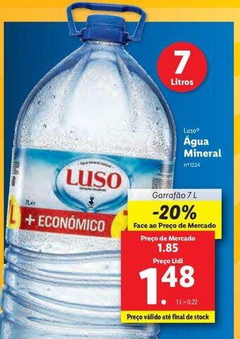 Lidl Luso Água Mineral 7L promoção
