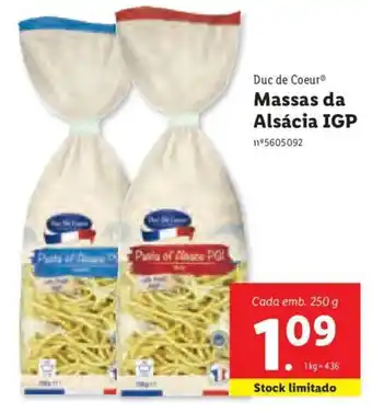 Lidl Massas da Alsácia IGP 250g promoção