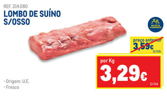 Makro Lombo de Suíno S/Osso promoção