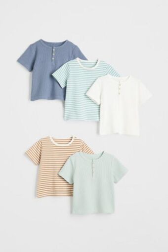 H&M Pack de 5 t-shirts em algodão promoção
