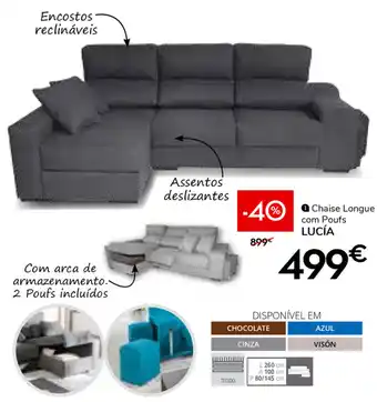 Conforama Lucía Chaise Longue com Poufs promoção