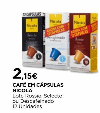 El Corte Inglés Cápsulas de café nicola promoção