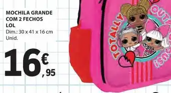 E.Leclerc Mochila grande com 2 fechos lol promoção
