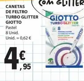 E.Leclerc Canetas de feltro turbo glitter giotto promoção