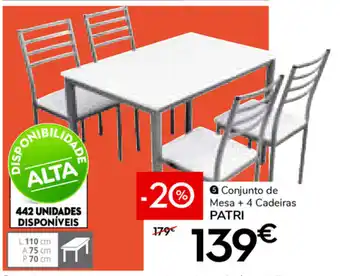 Conforama Patri Conjunto de Mesa + 4 Cadeiras promoção