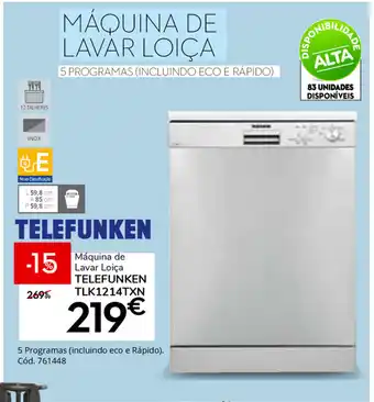 Conforama Telefunken Máquina de Lavar Loiça TLK1214TXN promoção