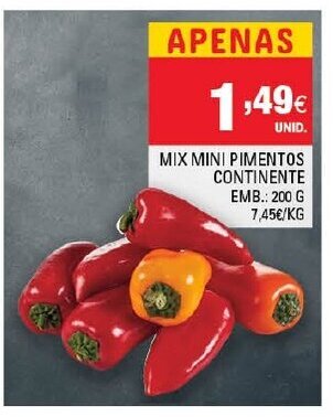 Continente Mix Mini Pimentos Continente 200g promoção
