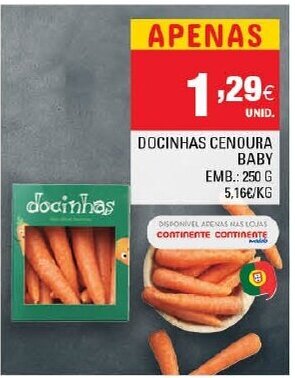 Continente Docinhas Cenoura Baby 250g promoção