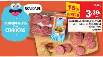 Continente Mini Hambúrguer Bovino Continente Fácil & Bom 400g promoção