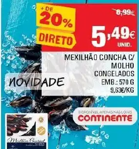 Continente Mexilhão Concha C/Molho 570g promoção
