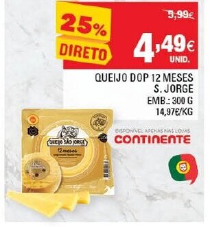Continente Queijo DOP 12 Meses S. Jorge 300g promoção
