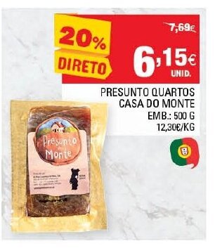Continente Presunto Quartos Casa do Monte 500g promoção