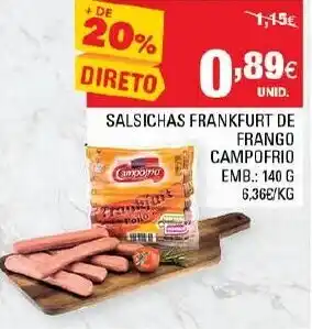 Continente Salsichas Frankfurt de Frango Campofrio 140g promoção