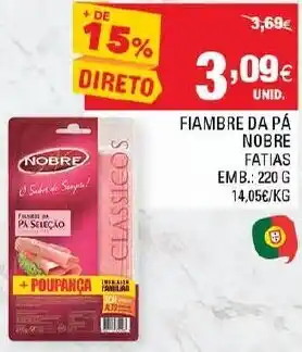 Continente Fiambre da Pá Nobre Fatias 220g promoção