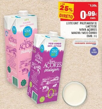 Continente Leite UHT Pastagem S/ Lactose Nova Açores 1L promoção