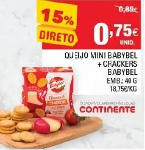 Continente Queijo Mini Babybel + Crackers Babybel 40g promoção