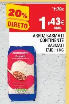 Continente Arroz Basmati Continente Basmati 1kg promoção