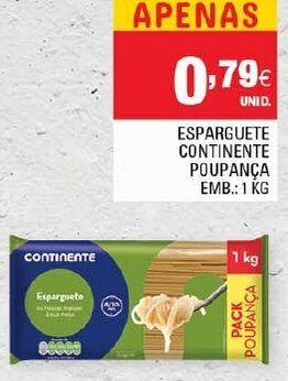 Continente Esparguete Continente Poupança 1kg promoção