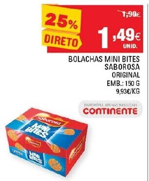 Bolachas Mini Bites Saborosa 150g