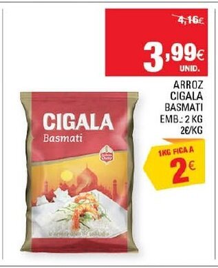 Continente Arroz Cigala Basmati 2kg promoção