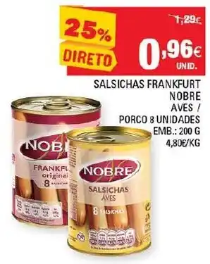 Continente Salsichas Frankfurt Nobre Aves 200g promoção