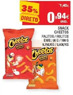 Snack Cheeto Palitos/Rolitos 96g/ 100g
