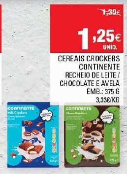 Continente Cereais Crockers Continente 375g promoção
