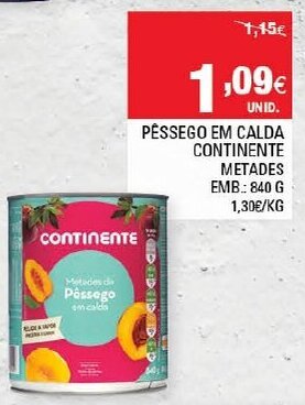 Pêssego em Calda Continente 840g