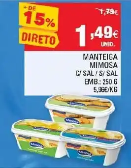 Continente Manteiga Mimosa C/Sal/S/Sal/ 250g promoção