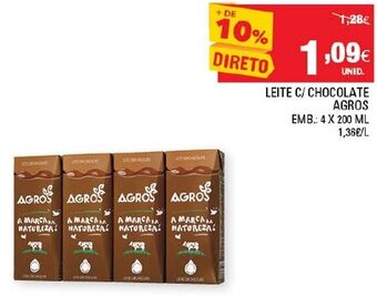 Continente Leite C/ Chocolate Agros 4x200ml promoção