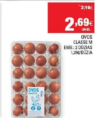 Continente Ovos Classe M promoção