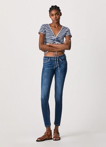 Pepe Jeans Pixie skinny fit mid waist jeans promoção
