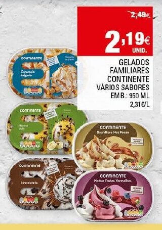 Continente Gelados Familiares Continente 950ml promoção
