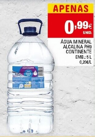 Continente Água Mineral Alcalina PH9 Continente 5L promoção