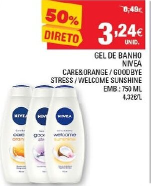 Continente Gel de Banho Nivea 750ml promoção