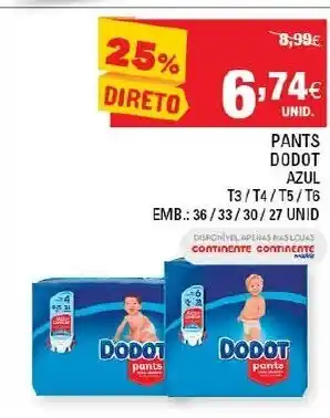 Continente Pants Dodot Azul promoção