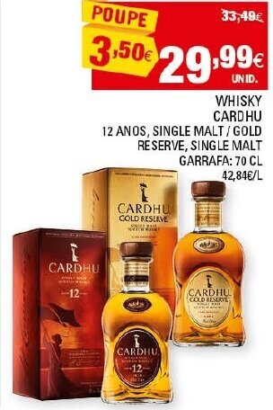 Continente Whisky Cardhu 70cl promoção