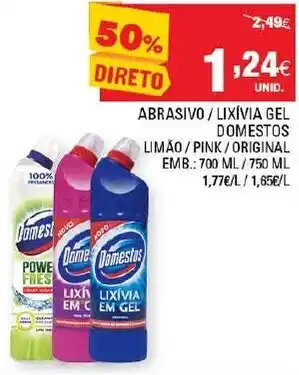 Continente Abrasivo/ Lixívia Gel Domestos promoção