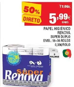 Continente Papel Higiénico Renova Super Duplo 18=36 Rolos promoção