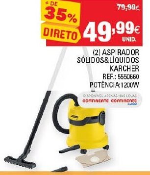 Continente Aspirador Sólidos & Líquidos Karcher 1200W promoção