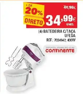 Continente Batedeira C/ Taça Ufesa 400W promoção