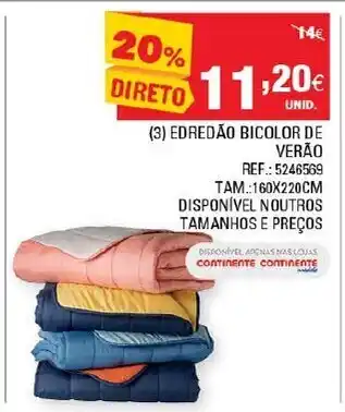 Continente Edredão Bicolor de Verão 160x220cm promoção