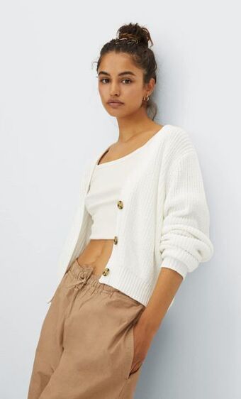 Stradivarius Cardigan básico com botões promoção