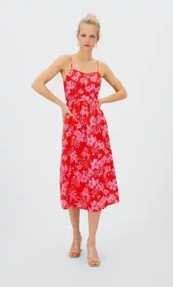 Stradivarius Vestido midi estampado rústico promoção