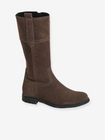Vertbaudet Botas em pele, para menina - castanho medio liso promoção