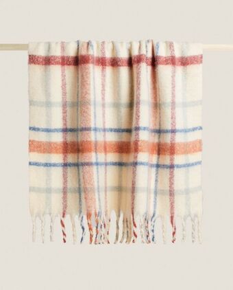 ZARA HOME Manta fio tingido quadrados promoção
